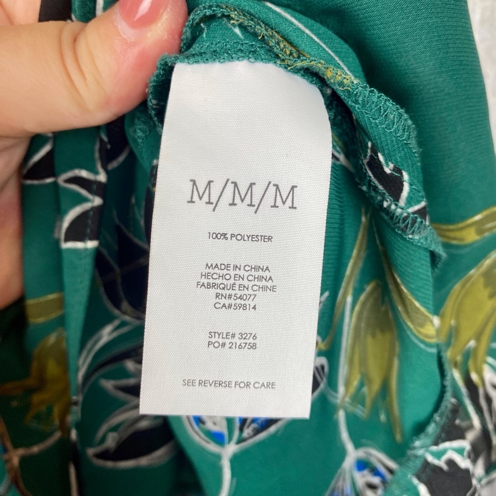 CAbi Green Floral Hi Lo Ruffle Hem Tank Size Medium. - Picture 5 of 9